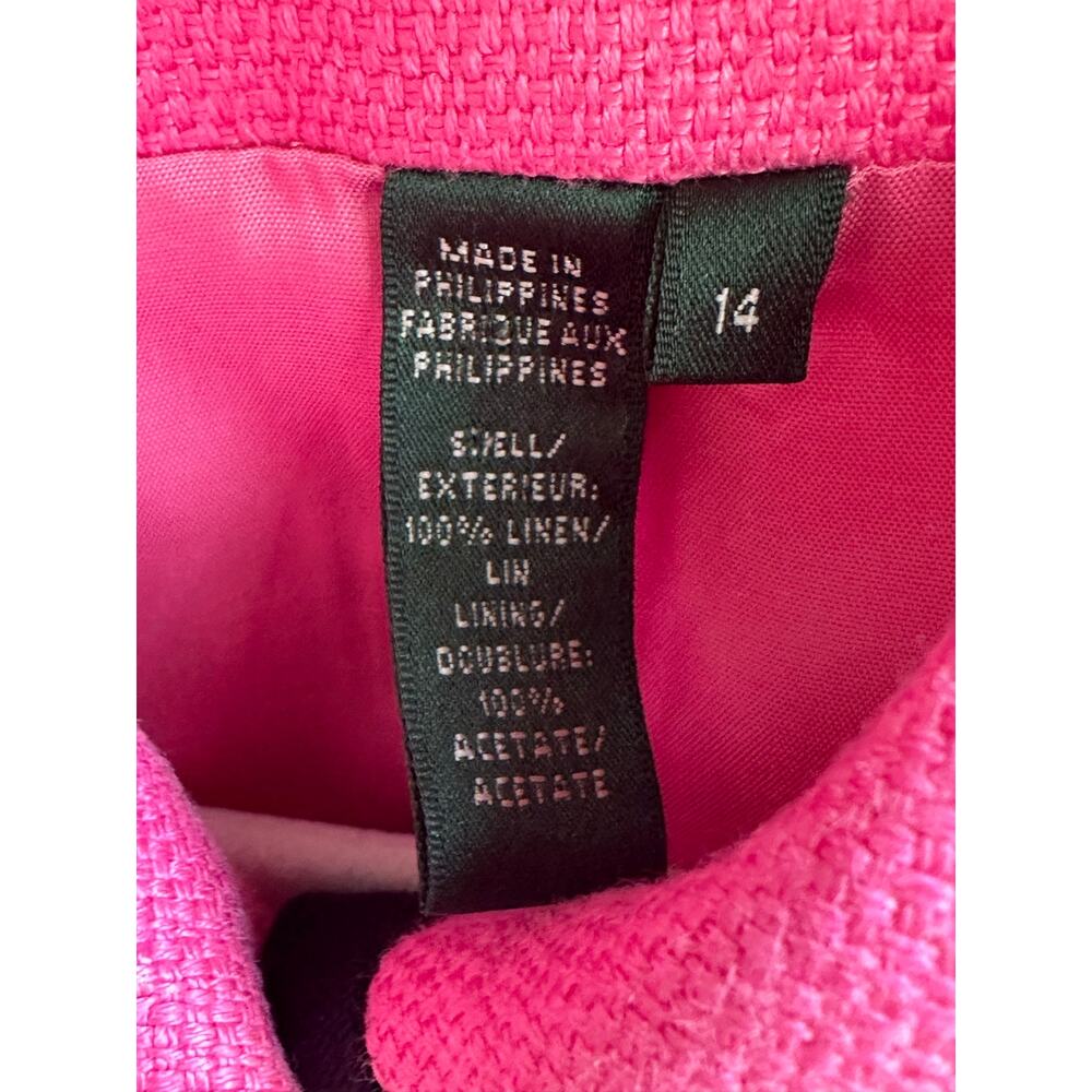 Vintage Y2K Lauren Ralph Lauren Barbie Pink Linen Jacket • Size 14 - Picture 8 of 8